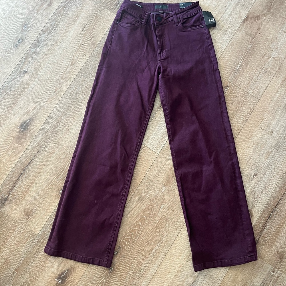 Kut from the Kloth Plum Purple Wide Leg Jean 0 NWT